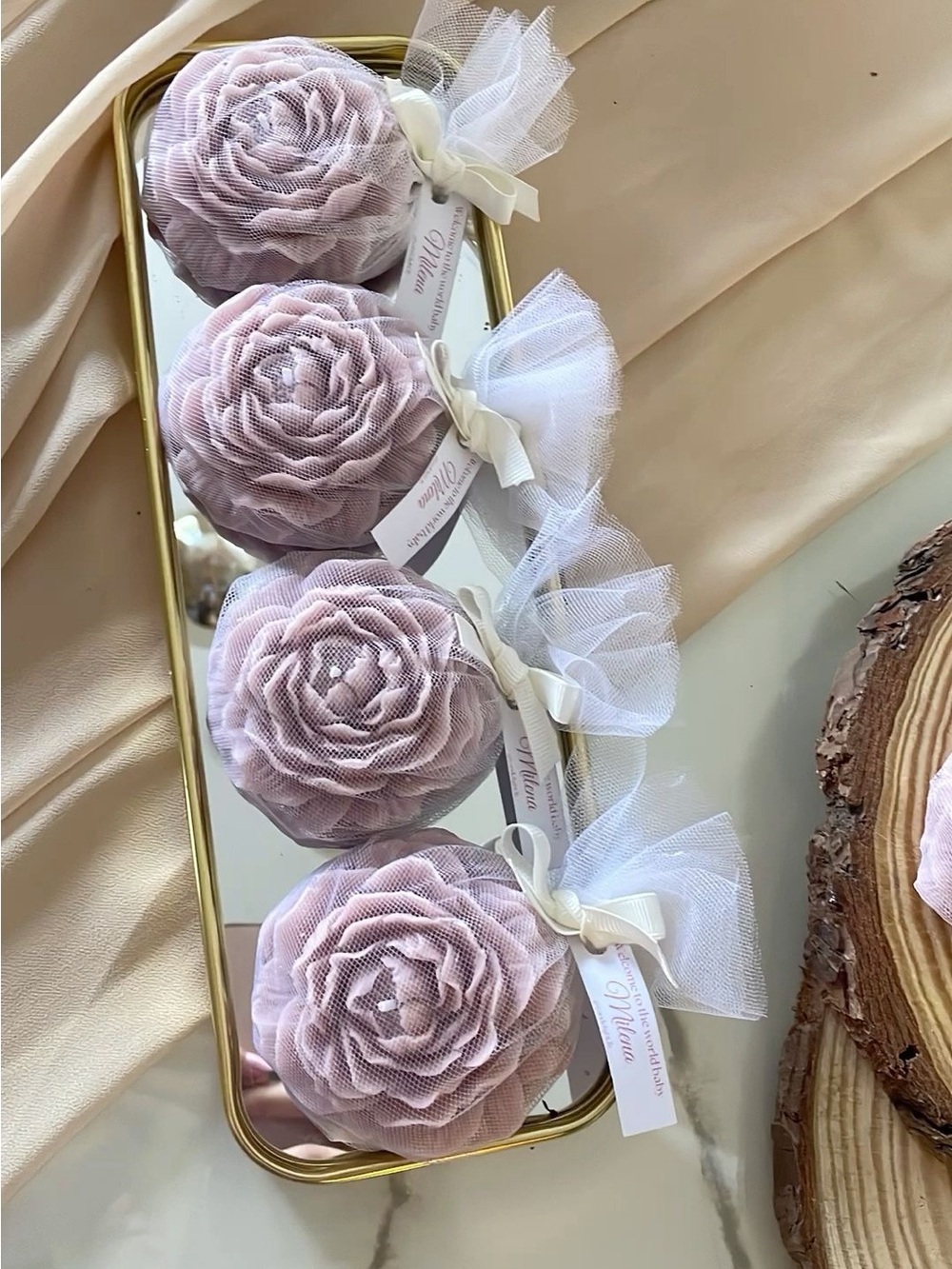 Handcrafted  soap Pink Floral Shower  - Set of 4